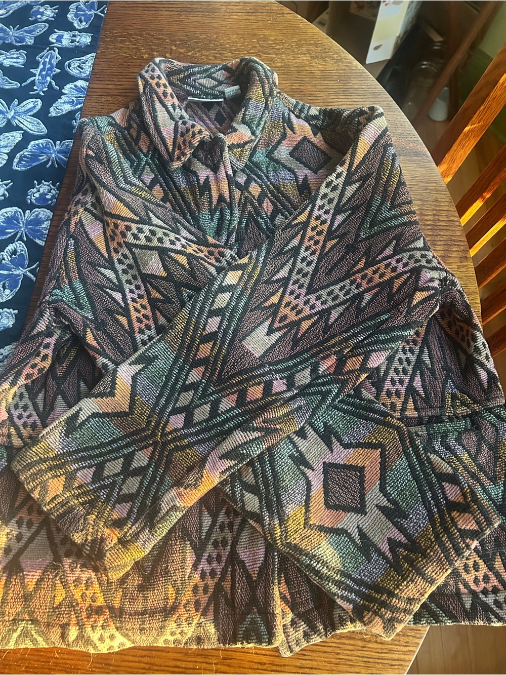 Chico's Multicolor Geometric Knit Blazer Jacket